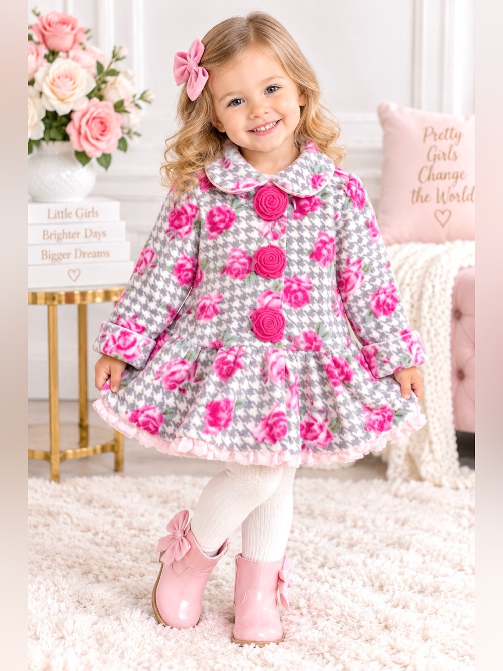 GIRLS LUXURY ROSE COAT